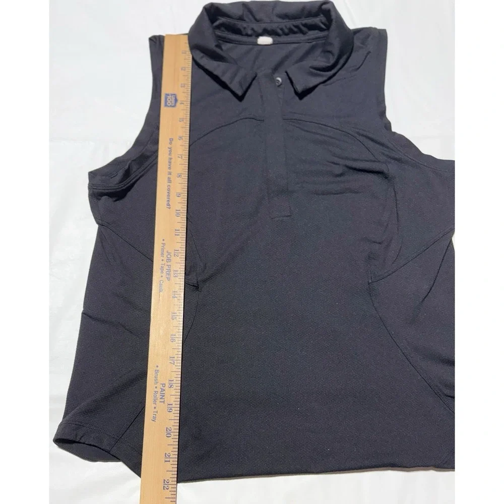 Lululemon Womens Black Sleeveless Collared Polo Top Size 8 Stretch Athletic